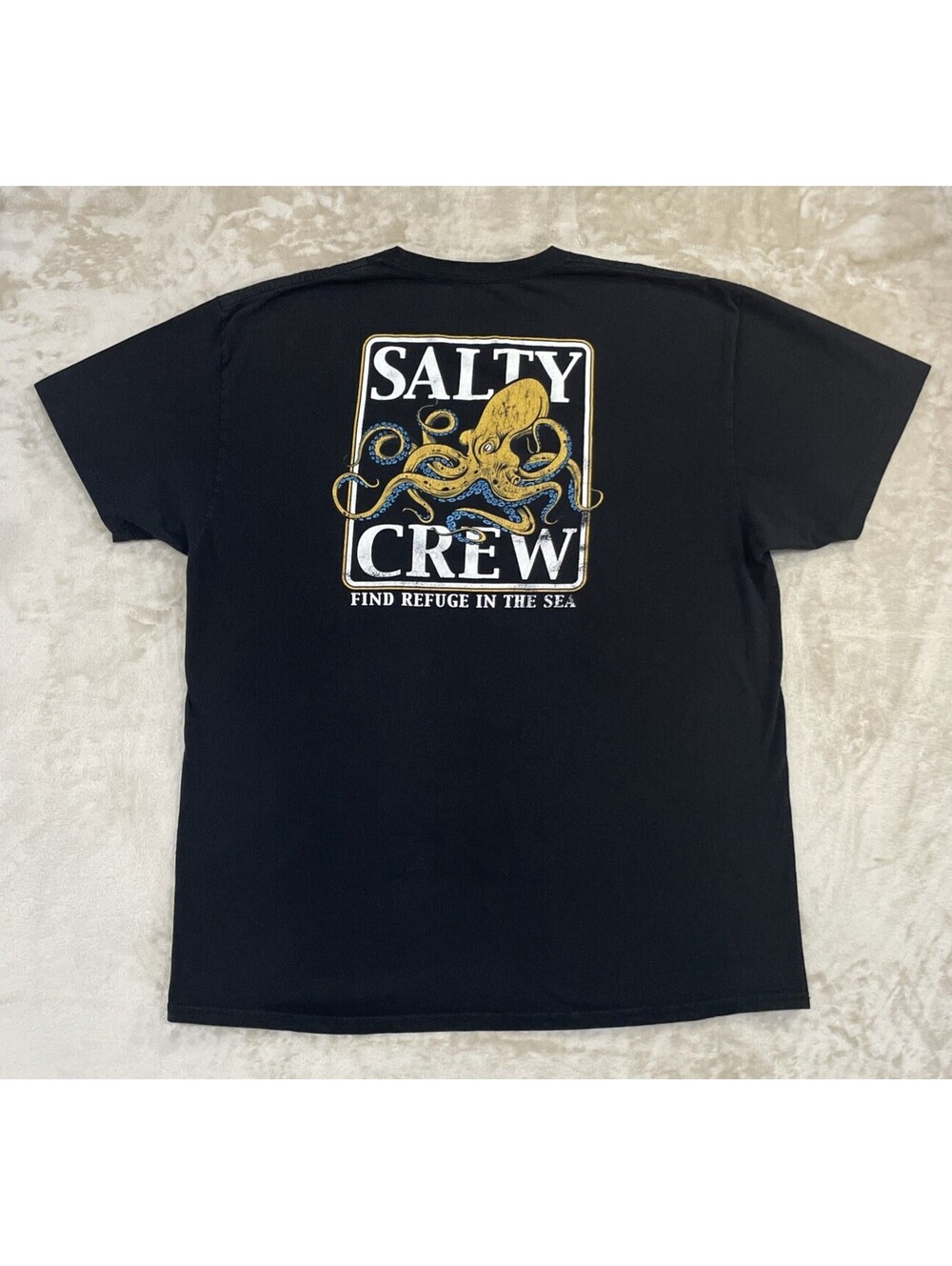 Salty Crew Black Graphic Tee Fishing Ocean Octopus Graphic T Shirt Mens 2XL